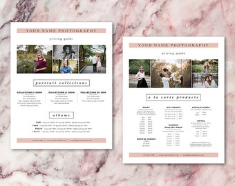 Photographer Pricing Guide, Photography Price List, Investment Guide, In-Person Sales, IPS - Photoshop .psd Template - INSTANT DOWNLOAD