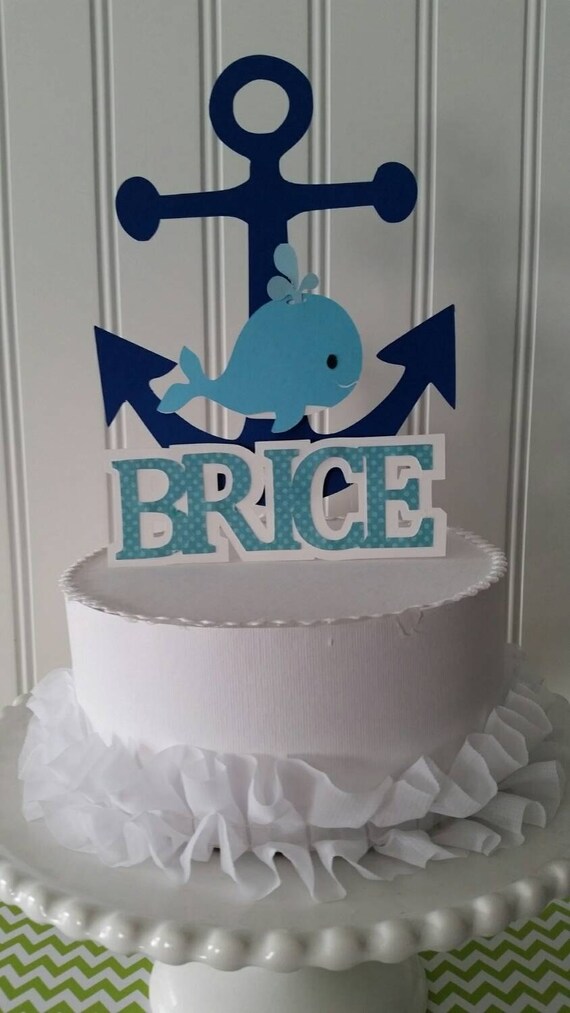 Boy Blue Whale Cake Topper Party Baby Image 0