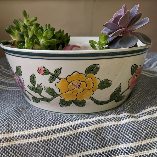 Medium plant pot w/ drainage - thrifted and upcycled basin