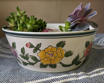 Medium plant pot w/ drainage - thrifted and upcycled basin