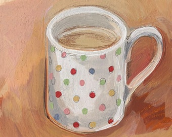 Polka Dot Teacup (Original Painting)