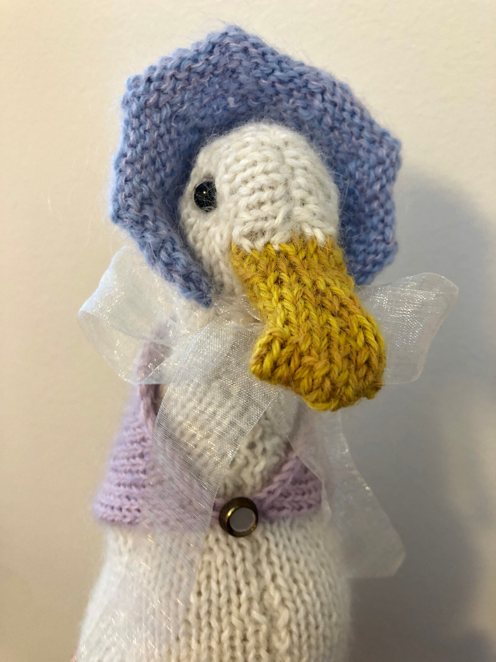 Knit Jemima Puddleduck design by Dot Pebbles Knits Etsy