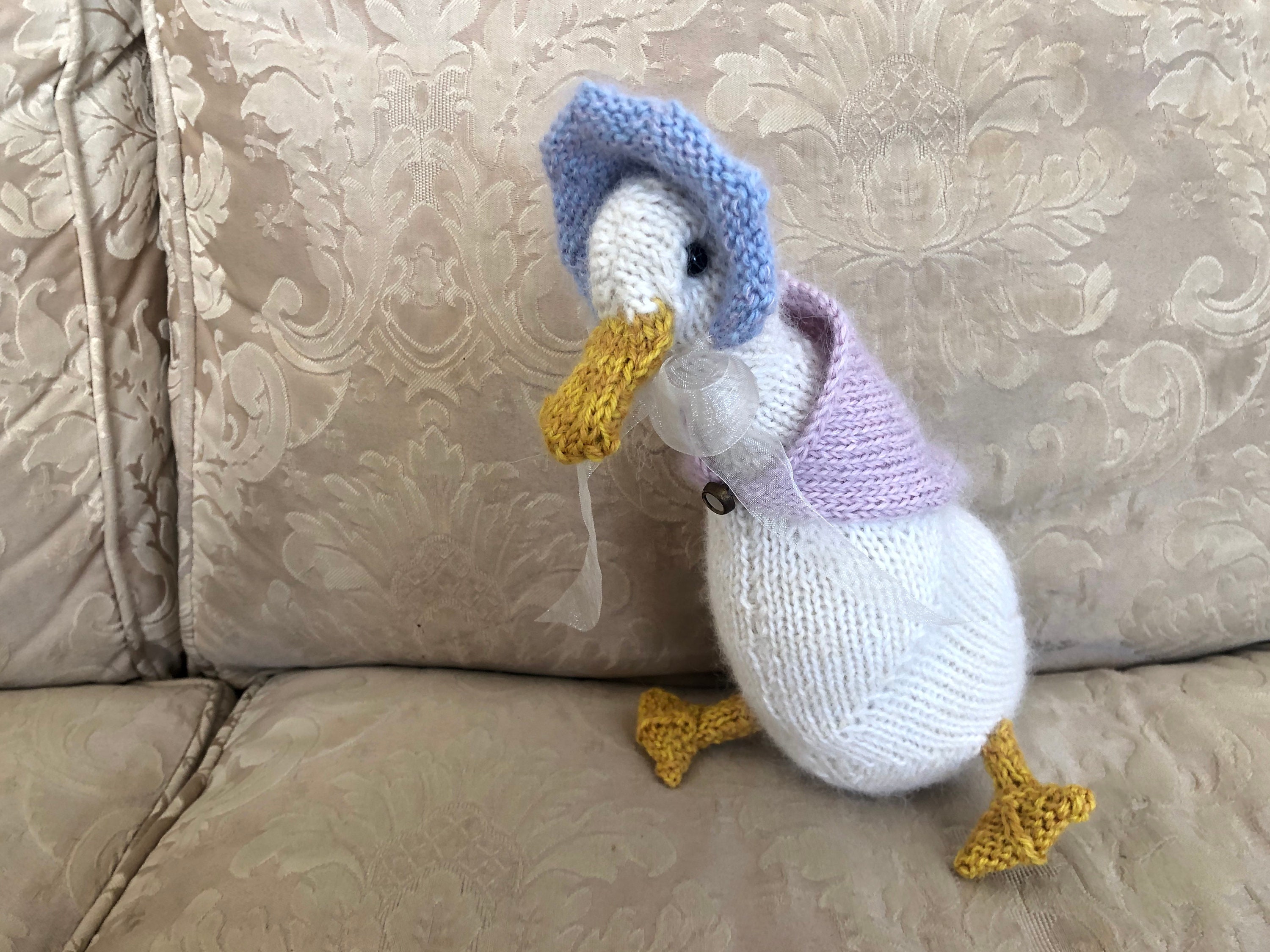 Knit Jemima Puddleduck design by Dot Pebbles Knits Etsy