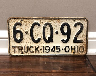 Michigan 1945 License Plate Vintage Rusty Silver Wall Decor