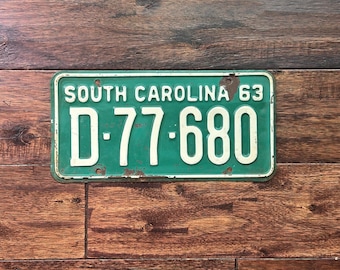 License plate South Carolina, old South Carolina license plate 1963, vintage license plate sc, 1963 license plate, South Carolina license