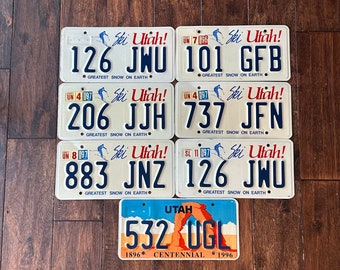 Utah  License plates your choice, vintage Utah  license plates 1996 1997,  vintage Utah  license plates, 1990s license plates, Utah license