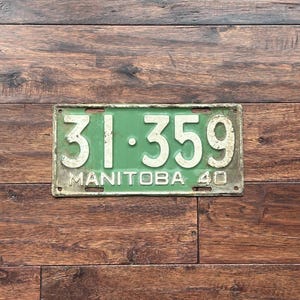 License Plate Canada, Manitoba license plate 1940, Canada license plate, vintage Canada license plate, old license plate 1940, Manitoba 1940