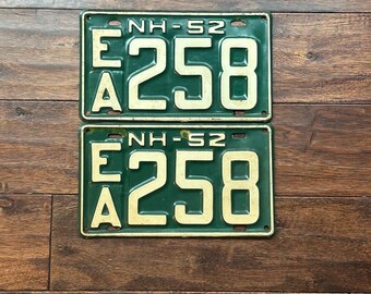 Vintage 1952 Shortie New Hampshire License Plate - Etsy