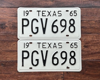 License plate Texas, Texas license plates 1965, old Texas license plate pair, 1965 dmv clear yom Texas, vintage Texas license plates, Texas