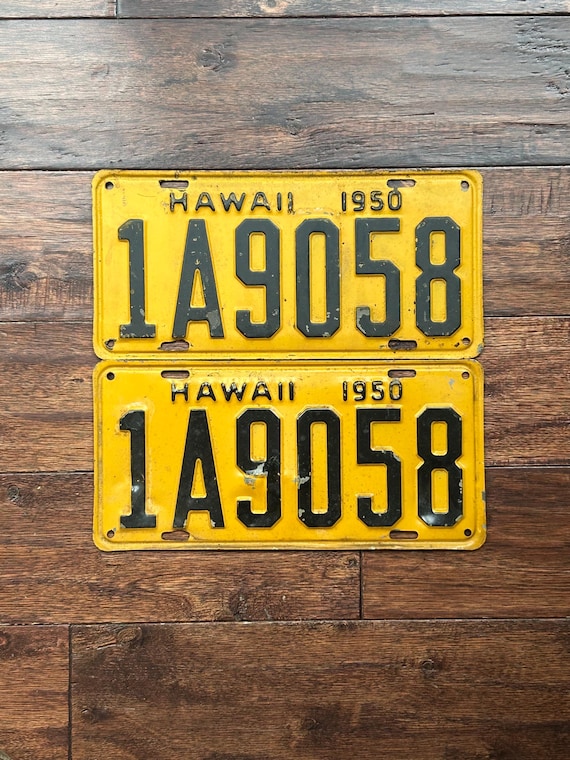 50s VINTAGE HAWAII HANGER ハンガー 文字 セット License Plates Hawaii, Prestate Hawaii License Plates, Old Hawaii