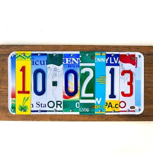 License plate signs, anniversary date, 10th anniversary tin gift, anniversary present, wedding date, husband gift, 10th anniversary tin 2013