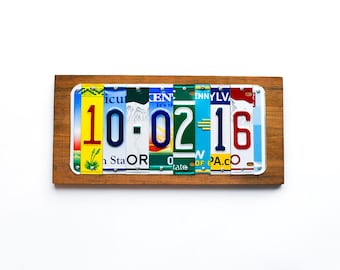 License plate signs, anniversary date, 10th anniversary tin gift, anniversary present, wedding date, husband gift, 10th anniversary 2016 tin