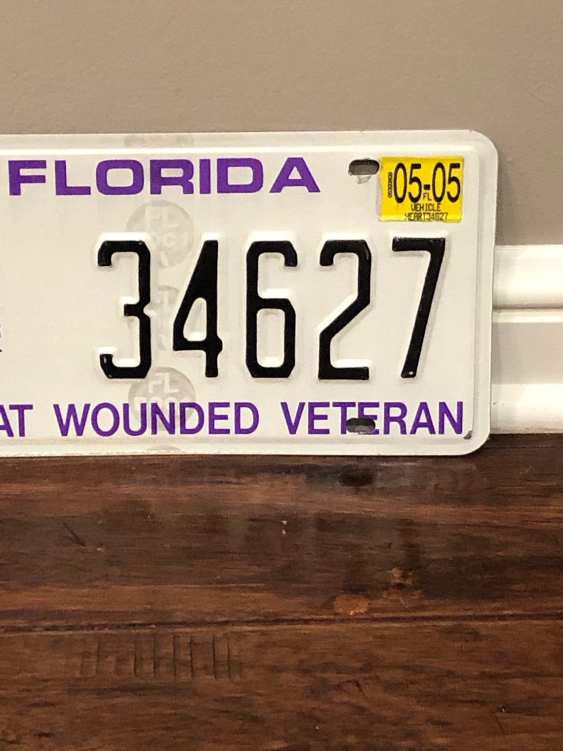 License Plate Florida Purple Heartflorida License Plate Etsy