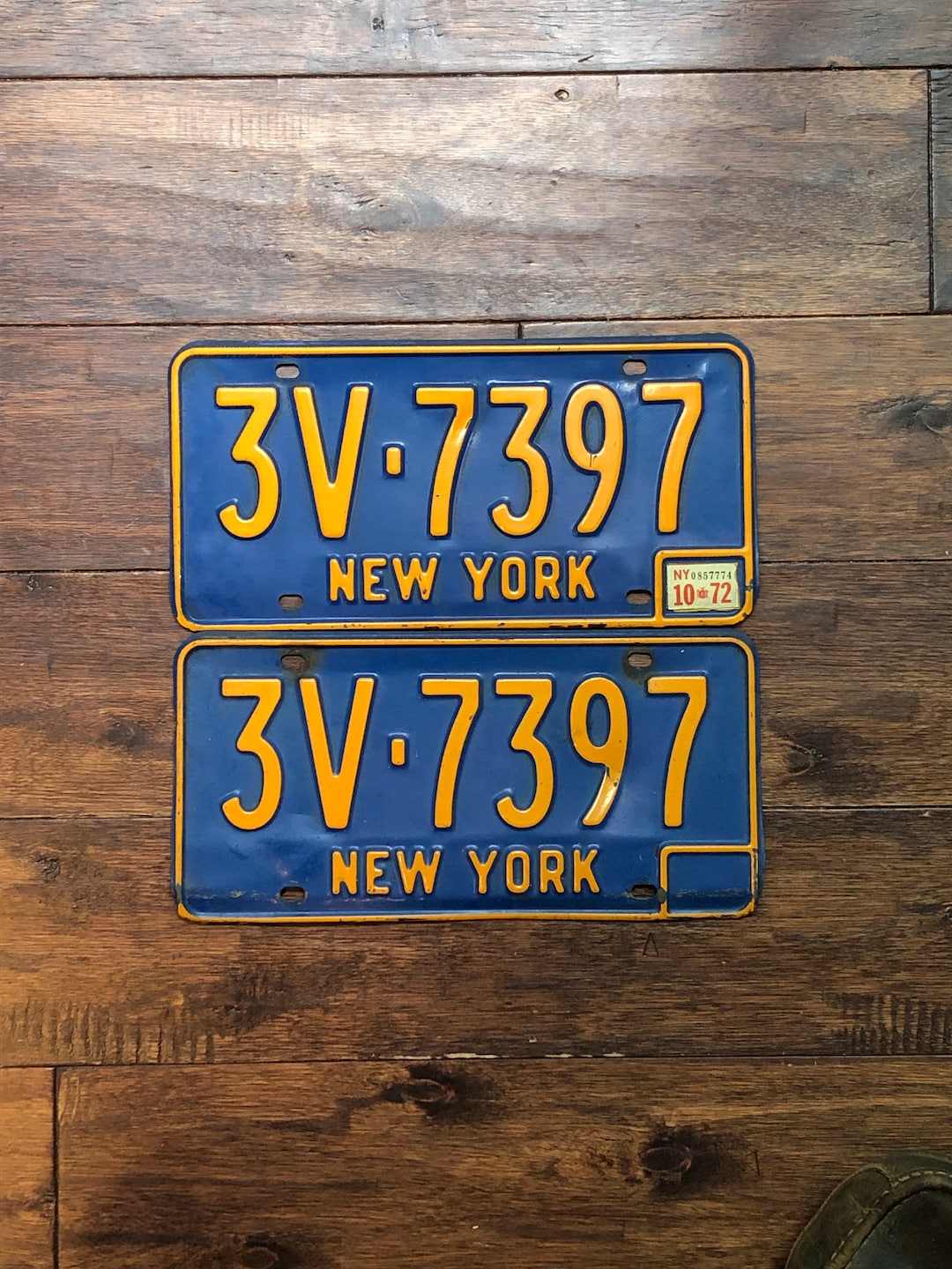 License Plate Pair New York 1966 to 1972 Base, New York License Plate
