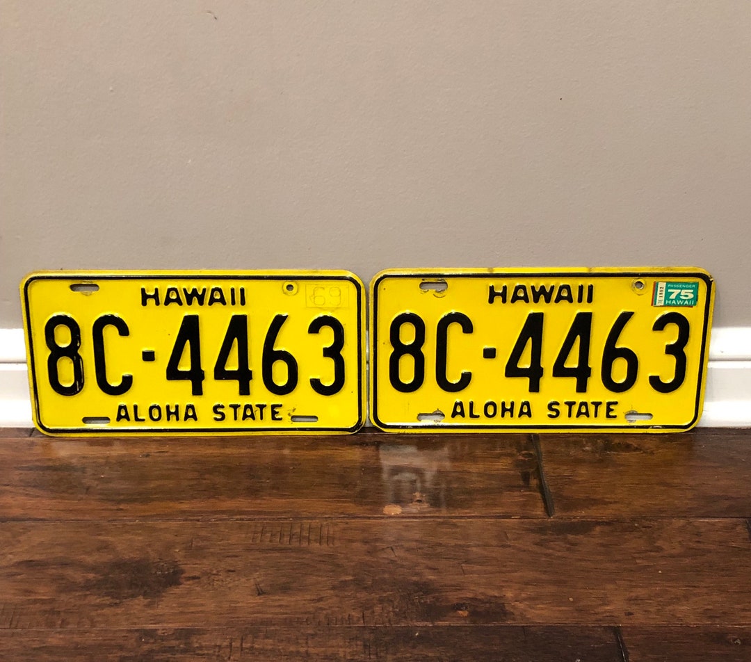 License Plate Hawaii Pair 1969 Vintage Hawaii License Plate Etsy
