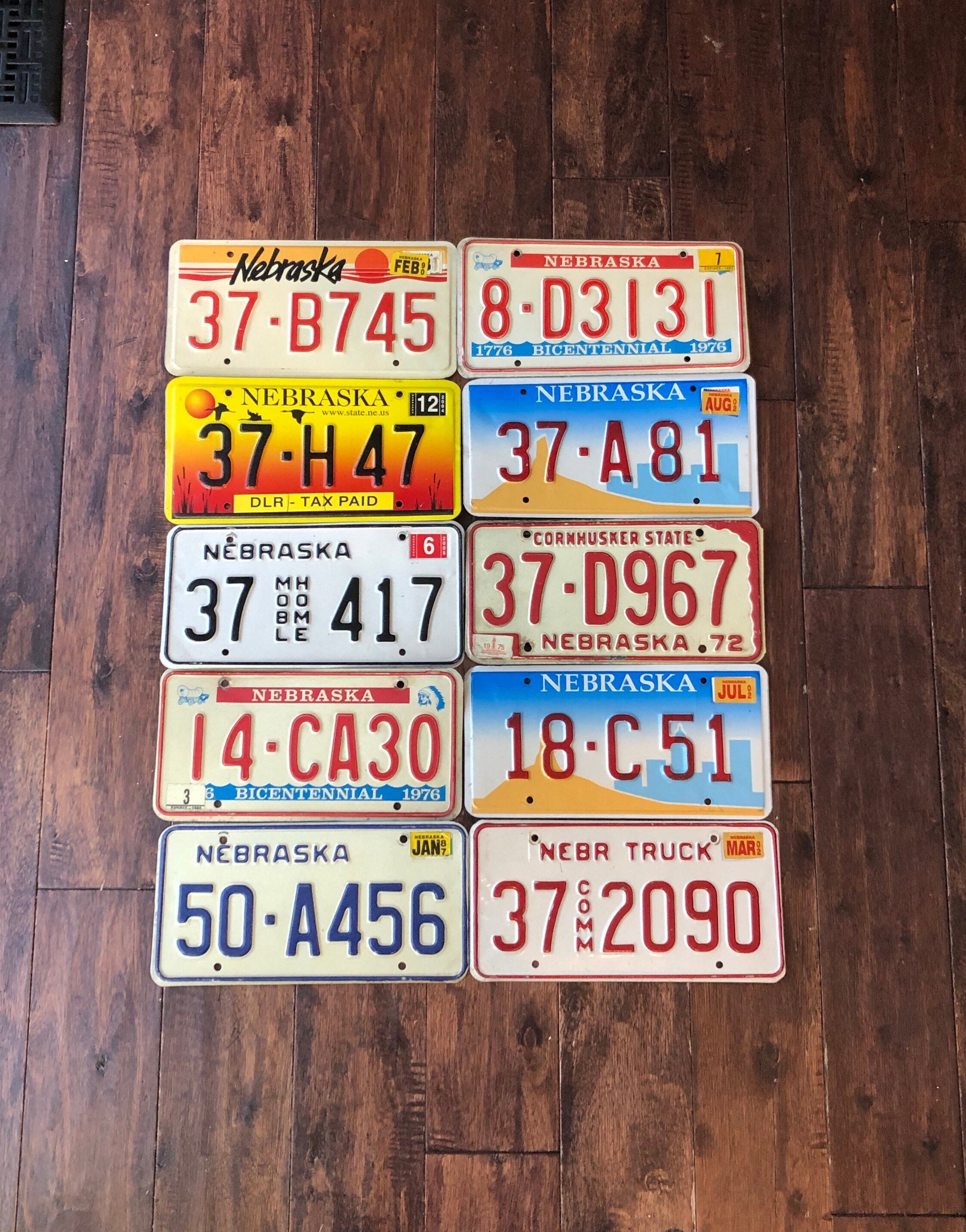 Nebraska License Plates Your Choice, Vintage Nebraska License
