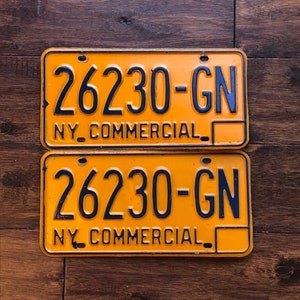 License Plate Pair New York 1973 to 1986 base, New York  License Plate pair 1980s, vintage New York  license plates, old New York license