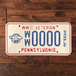 License Plate Pennsylvania, Pennsylvania sample license plate world war 2, vintage license plate, old Pennsylvania sample license plate.