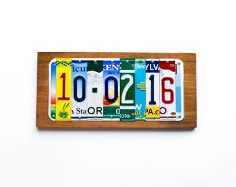 Anniversary gift for her, license plate sign, anniversary date, 10th Anniversary tin gift, anniversary present, wedding anniversary 2016