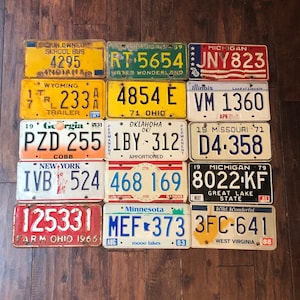 License plate choice rusty worn out, all authentic license plates New York Michigan Wyoming Ohio Georgia,  crafting license plates worn out.