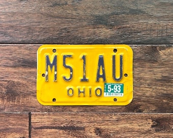 License Plate Ohio,  Ohio moped license plate 1993, moped license plate, vintage license plate, old moped license plate, 1993 moped license
