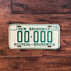 License plate New Brunswick 1978 Canada sample, Canada sample license plate, 1978 Canada license plate, vintage sample license plate antique