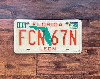 Vintage 1990s Florida License Plate Orange Graphic Okaloosa County