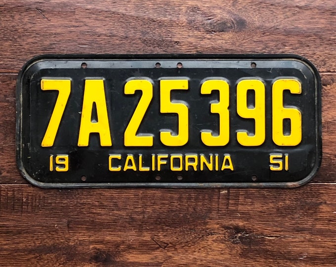 License Plate California 1951 Vintage California License Plate 1951