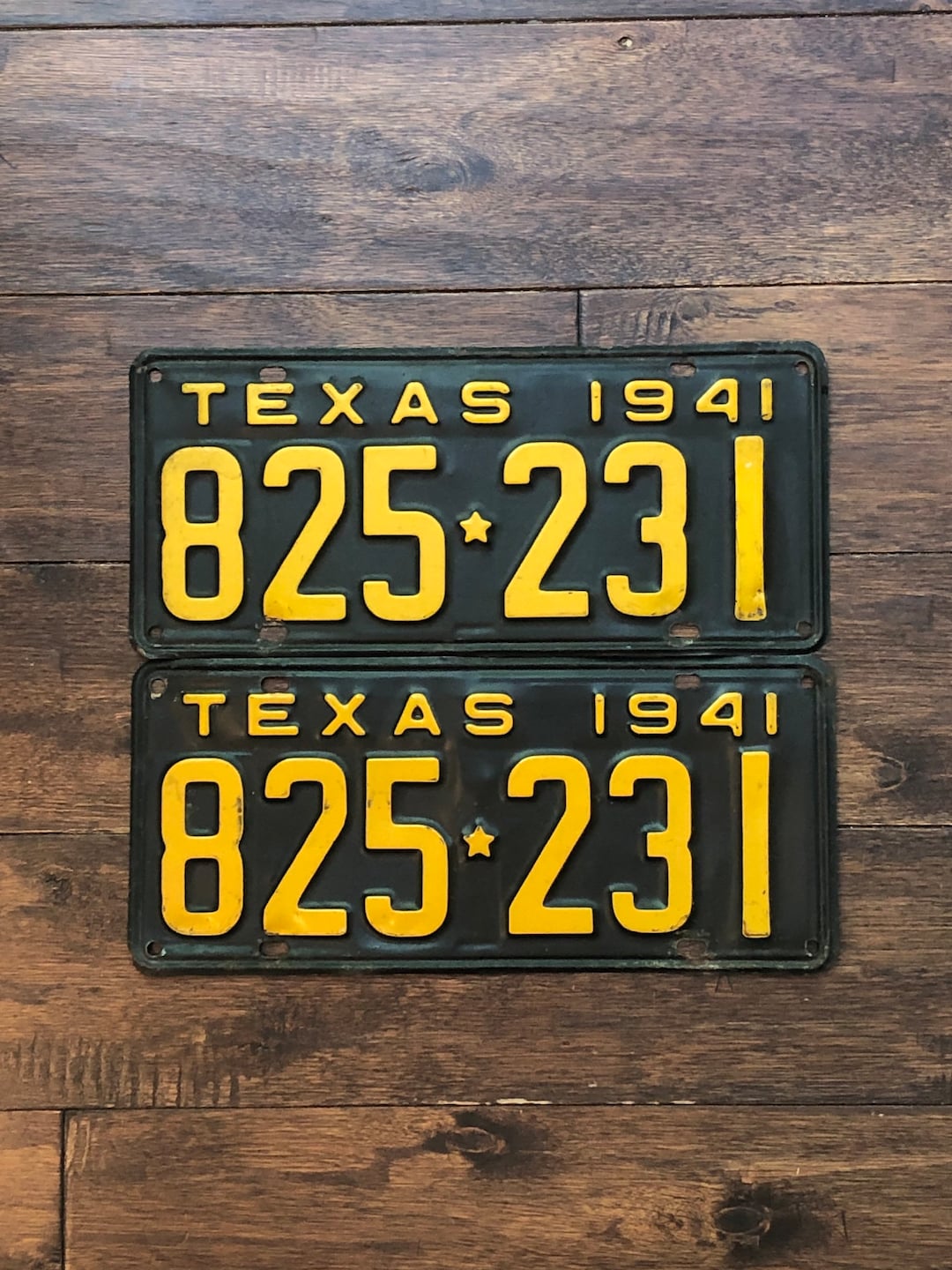 License Plates Texas 1941 Pair, Dmv Clear Texas 1941 Pair, Texas License Plate Pair 1941, Old