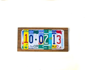 License plate signs,  anniversary date 10th anniversary tin gift, anniversary present,  wedding date, husband wife gift any year anniversary