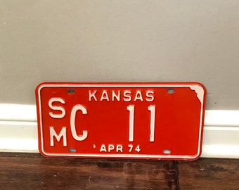 License Plate Kansas 1974 low number, vintage License Plate Kansas, license plates low number, kansas license plate 1974, kansas 1970s plate