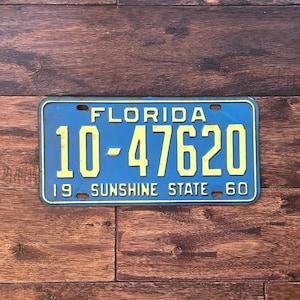 License Plate Florida, 1960 Florida License Plate Broward county, Florida license plate, vintage license plate 1960, Florida license 1960
