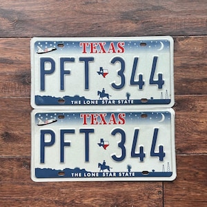 License Plate Texas, Texas license plate, space shuttle license plate, lone star state license plate, Texas space shuttle license plate pair