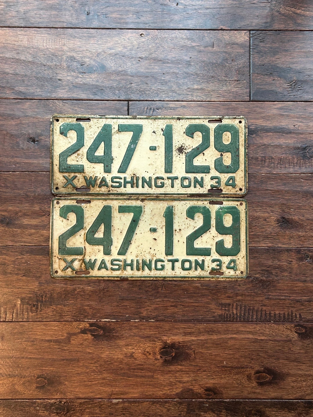 License Plates Washington 1934 Pair, Washington License Plate Pair 1934, Washington License