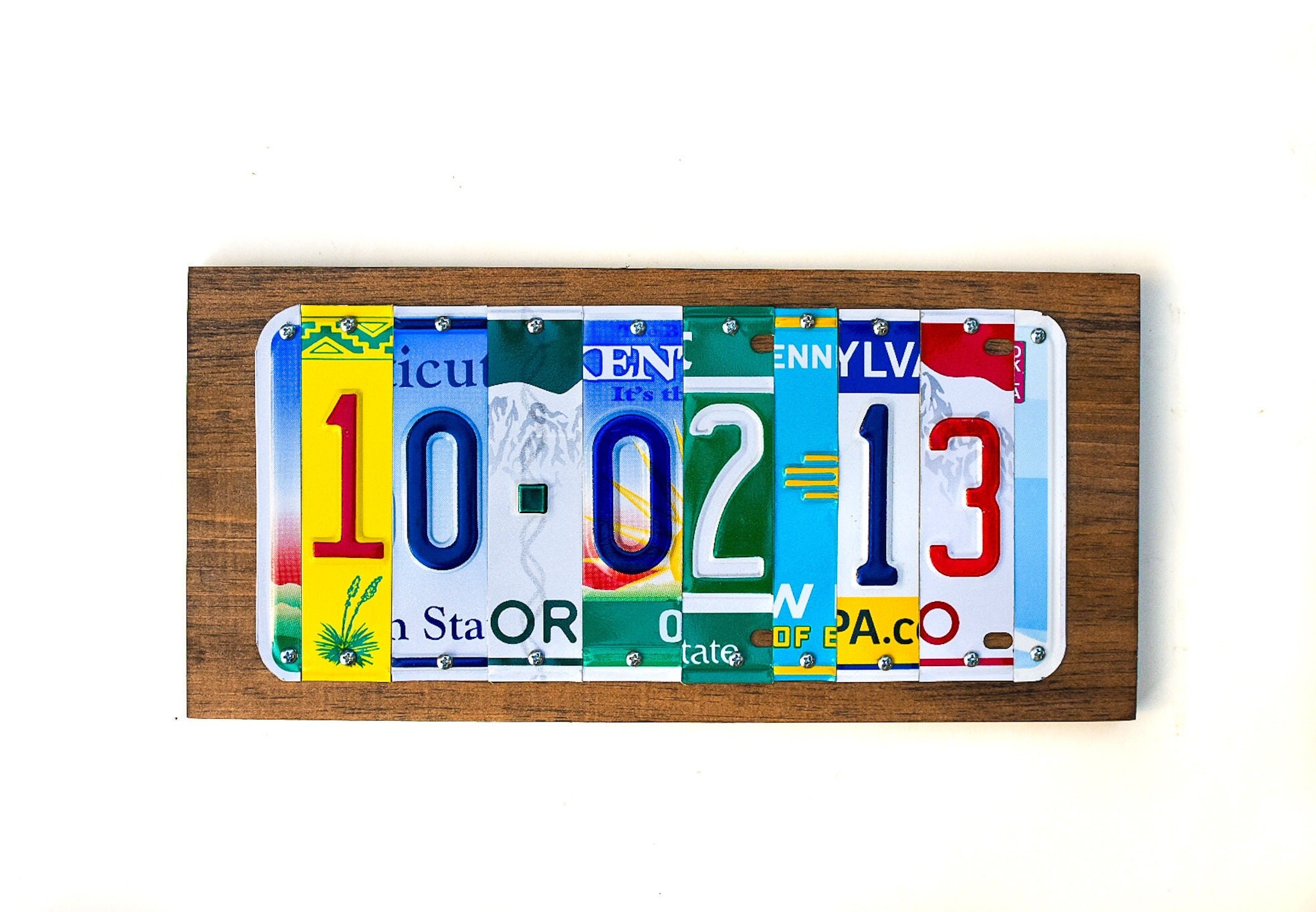 License plate signs, anniversary date, 10th anniversary tin gift, anniversary present, wedding date sign, husband 10th anniversary tin sign.