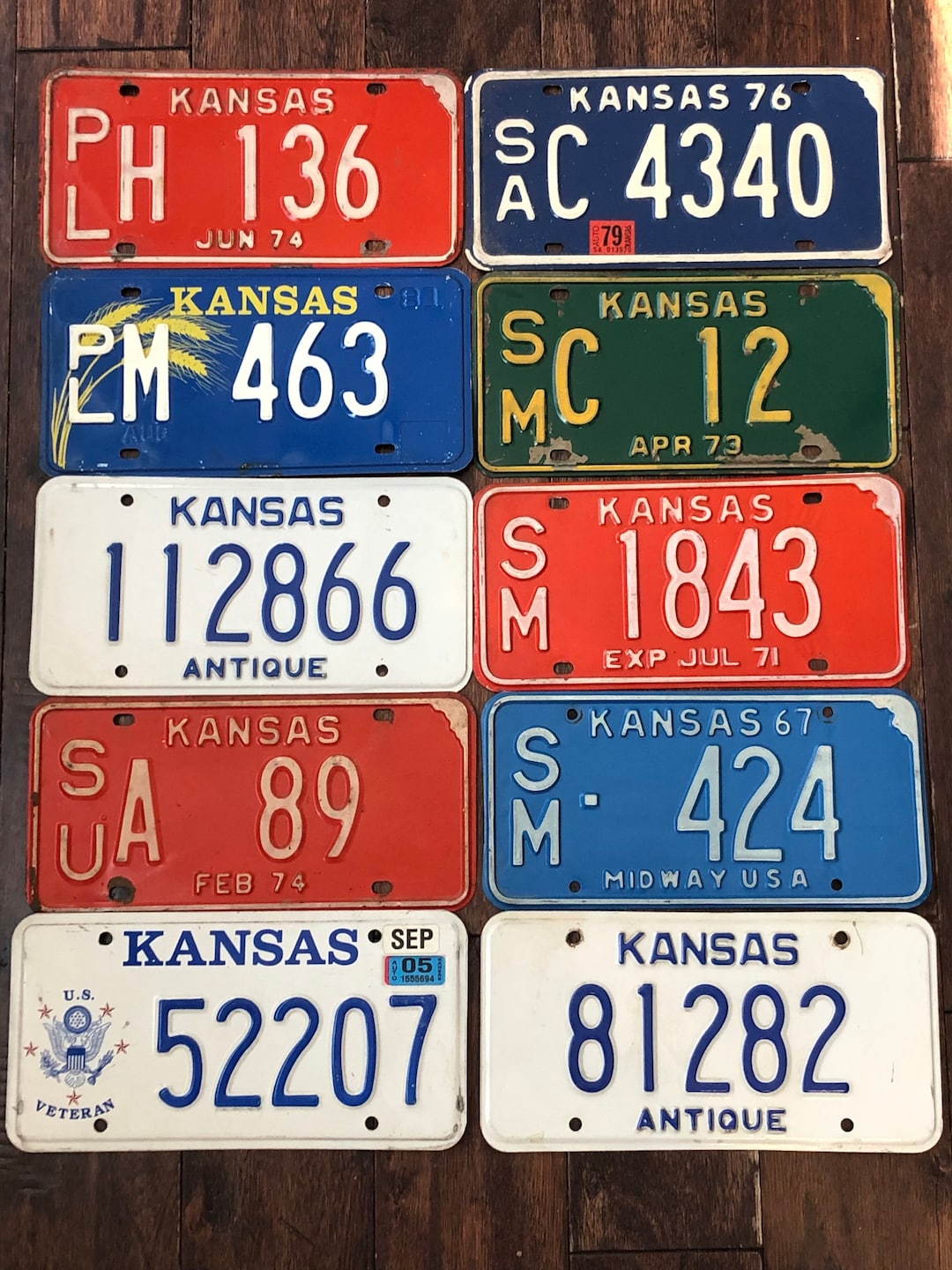 Kansas Choice of License Plate, Pick Your Plate, License Plates Kansas 1967 1971 1973 1974 1976