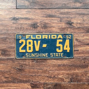 License Plate Florida 1952, Florida License Plate Pasco county, Florida license plate, old Florida license plate, 1952 Florida license.