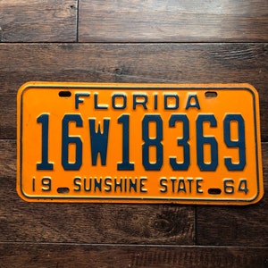 License Plate Florida 1964, Florida License Plate Sarasota county, Florida license plate, rustic license plate 1964, sunshine state license