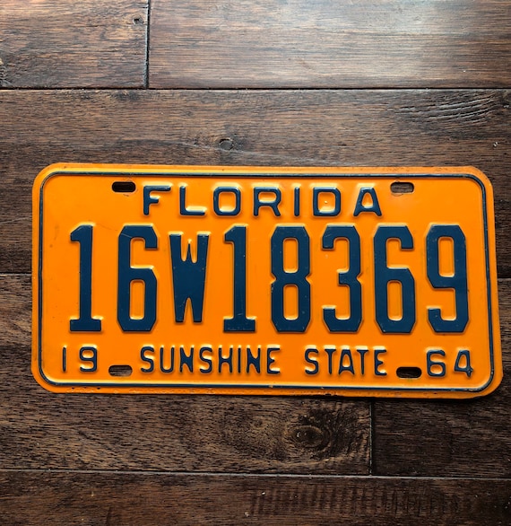 License Plate Florida 1964 Florida License Plate Sarasota Etsy