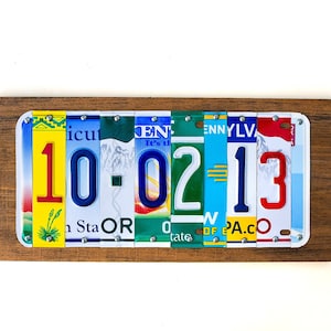 10 year anniversary Gift, anniversary gifts by year, Unique License Plate Signs, Wedding Present or Anniversary Present any year, tin gift.