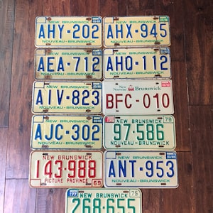 New Brunswick Canada choice of license plate, pick your plate, license plates Canada New Brunswick,  1969 1978 1979 1988 1989 1992 license.