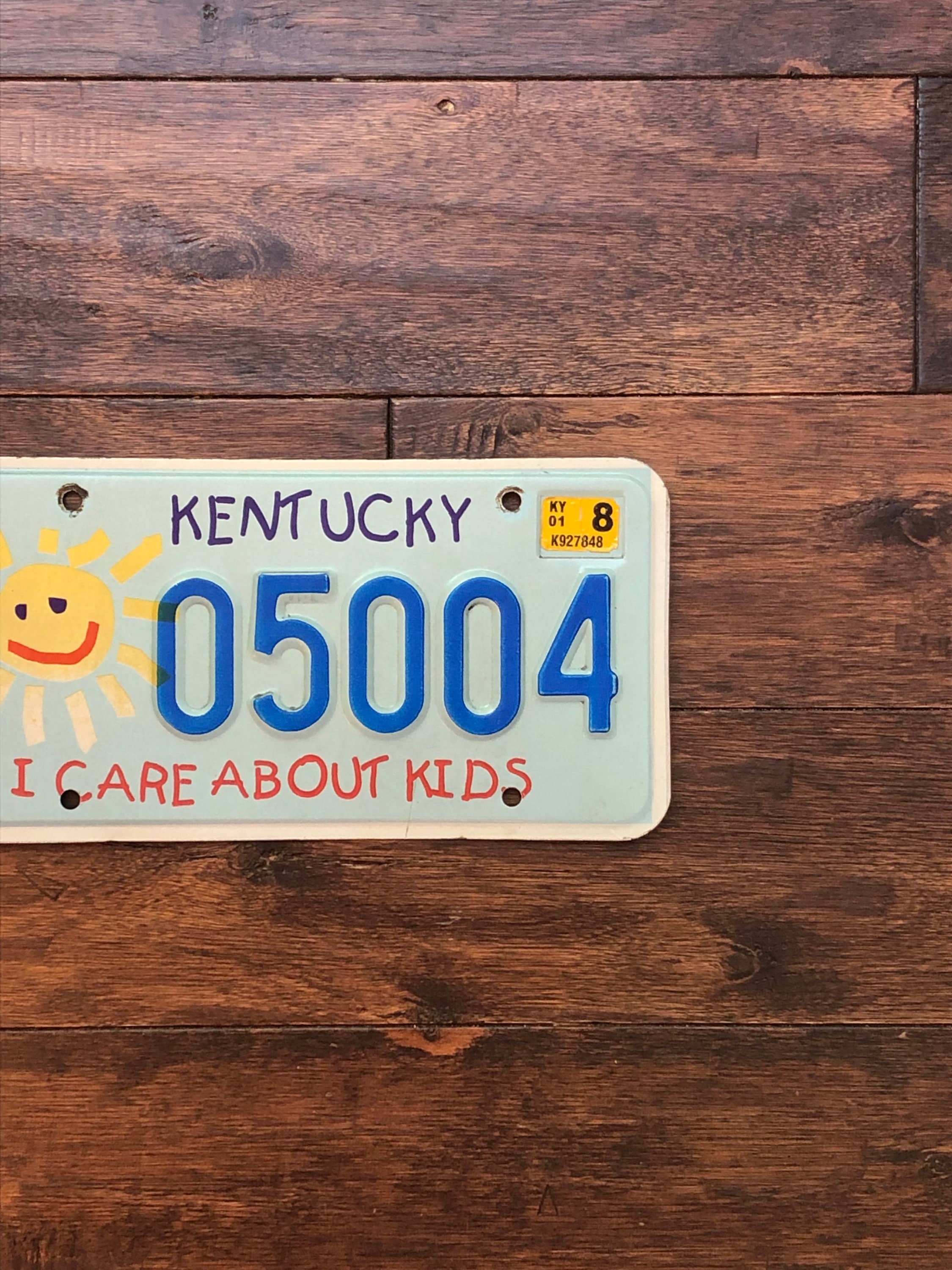 License Plate Kentucky I Care About Kids, 2001 Kentucky License