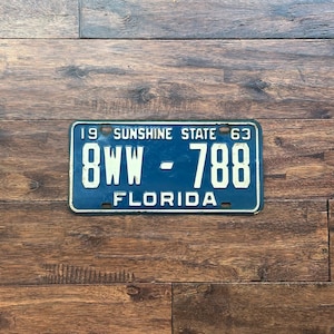 License Plate Florida 1963, Florida License Plate Volusia county, Florida license plate 1963, rustic license plate 1963, sunshine state