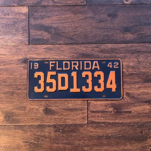 License Plate Florida 1942, Florida License Plate Florida Madison county 1942, Florida license plate, license plate 1942, Florida license
