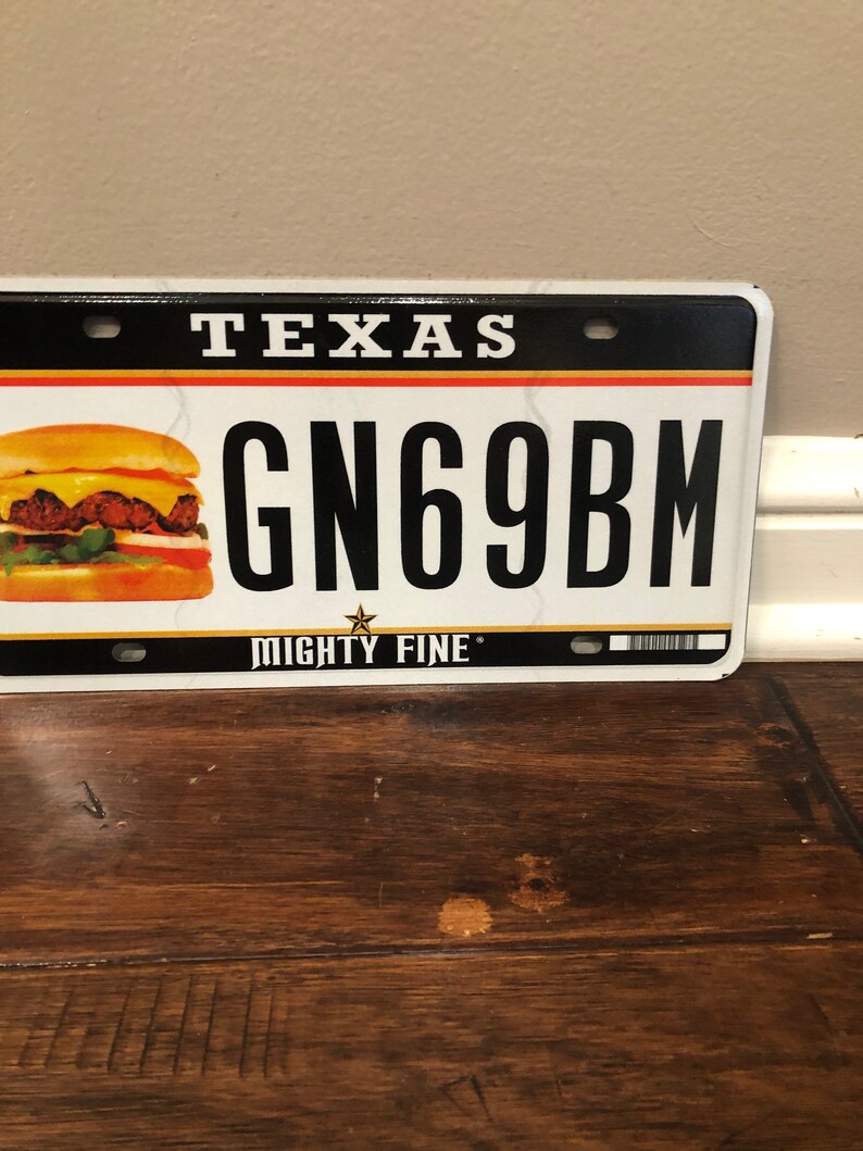 License Plate Texas Burger License Plate Texas Burgerburger Etsy