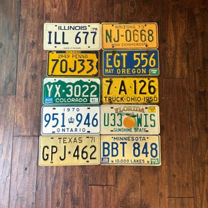 License plate choice, vintage license plates, all authentic license plates Texas Florida Pennsylvania Oregon Minnesota  vintage license.