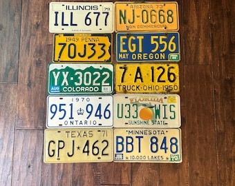 License plate choice, vintage license plates, all authentic license plates Texas Florida Pennsylvania Oregon Minnesota  vintage license.