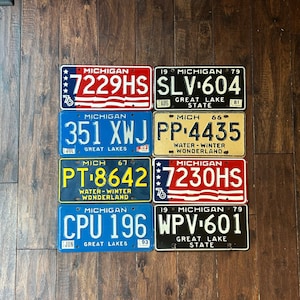 Michigan choice of license plate, pick your plate,  license plates Michigan 1966 1967 1976 1979 1989 1993, vintage license plates Michigan.
