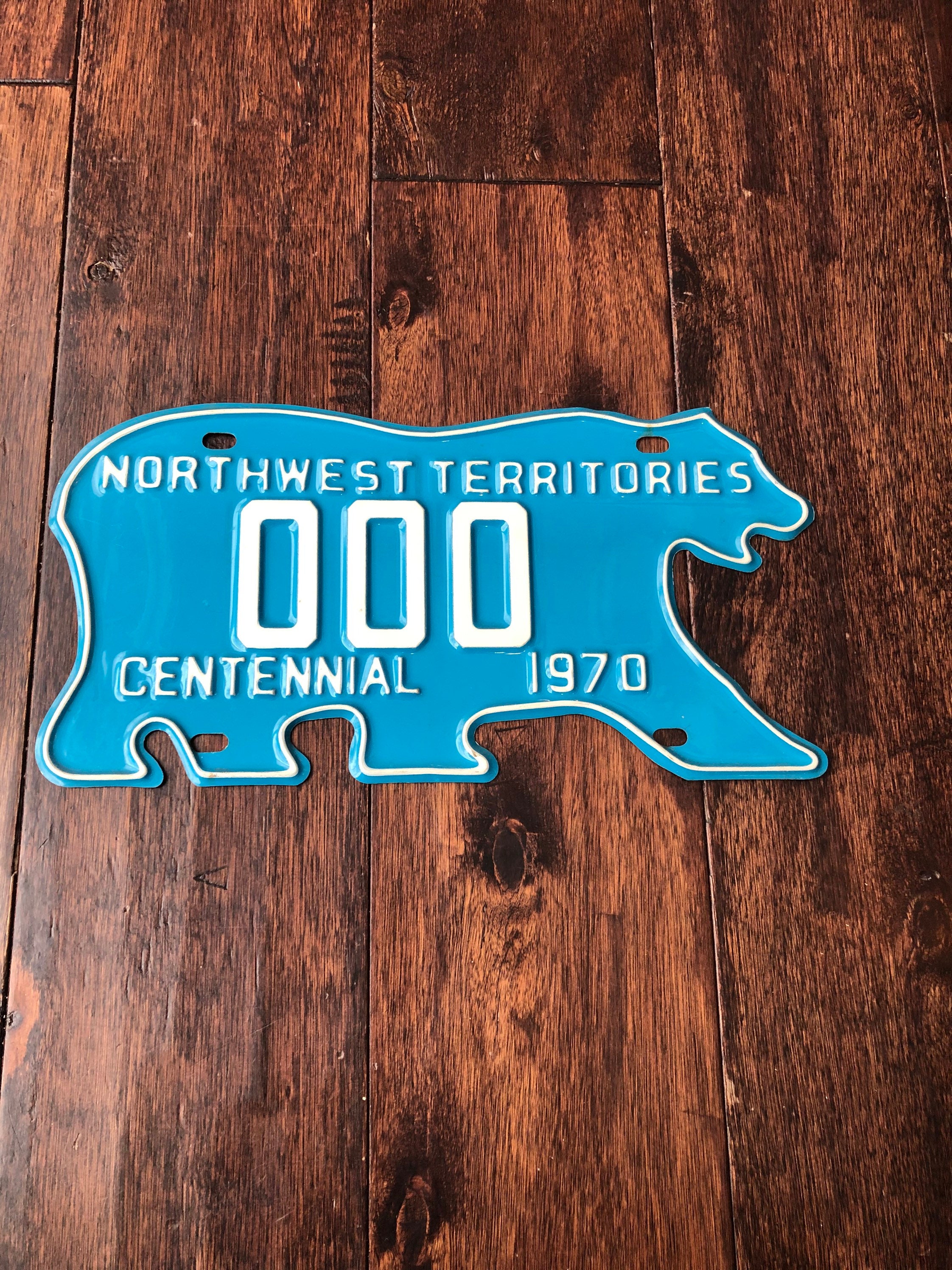 License plate Northwest Territories 1970 blue bear sample Etsy