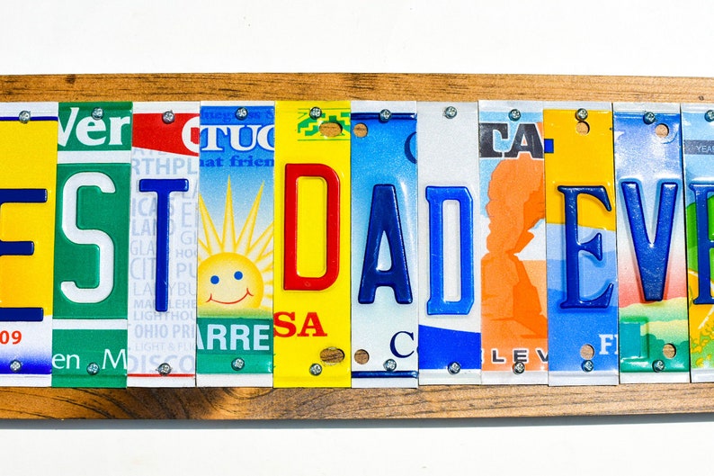 Father's Day Gift,License Plate Sign best dad ever, Best Dad Ever sign, Number One Dad-Fathers day gift, husband gift for Fathers Day. image 4